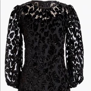 J Crew Flutter-hem dress in burnout velvet leopard
